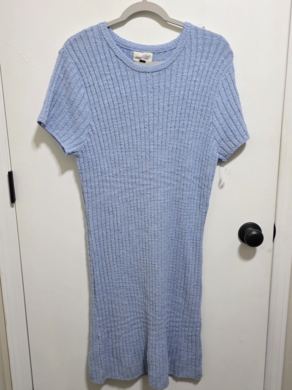 Universal Thread Blue Ribbed Knit Short Sleeve Sweater Mini